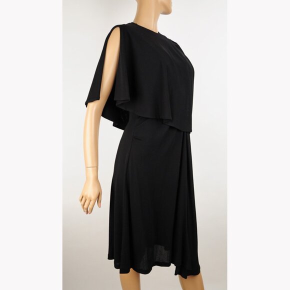 BALENCIAGA BLACK DRESS WITH CAPELET STRETCH JERSEY RUCHING - Picture 3 of 11
